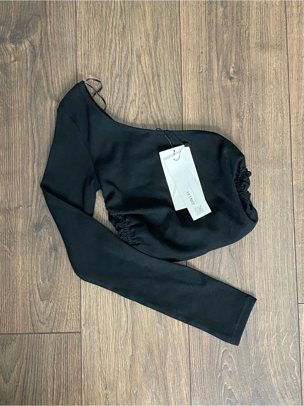 Zara One-Shoulder Black Crop Top - Picture 8 of 8